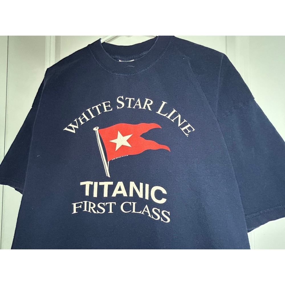 Vintage 1996 Titanic "First Class White Star Line" Double Sided T-Shirt